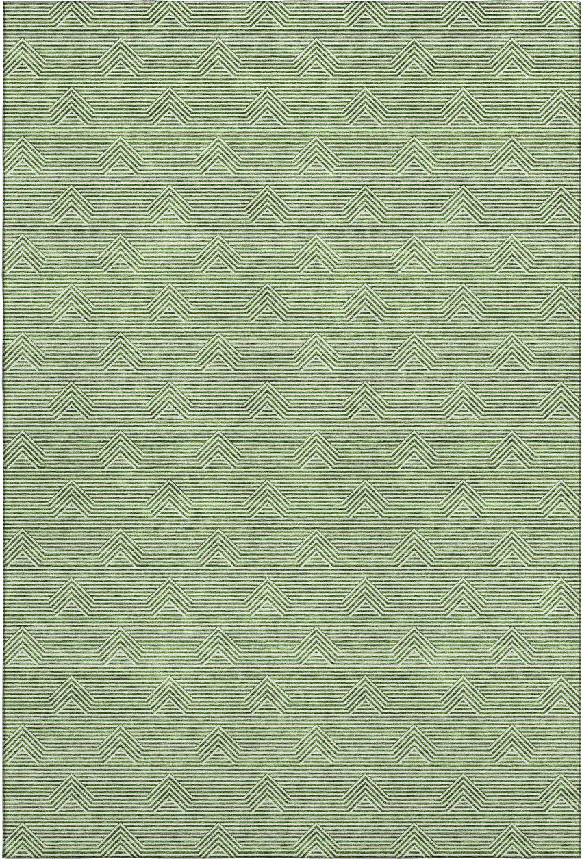 Green And Ivory Abstract Geometric Washable Area Rug With UV Protection Photo 1