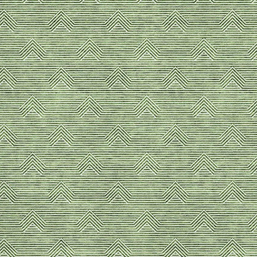 Green And Ivory Abstract Geometric Washable Area Rug With UV Protection Photo 3