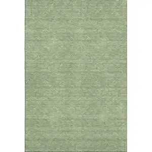 Photo of Green And Ivory Abstract Geometric Washable Area Rug With UV Protection