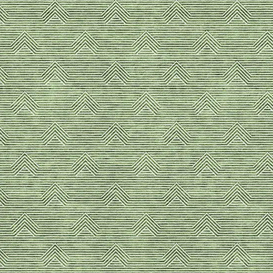 Green And Ivory Abstract Geometric Washable Area Rug With UV Protection Photo 3