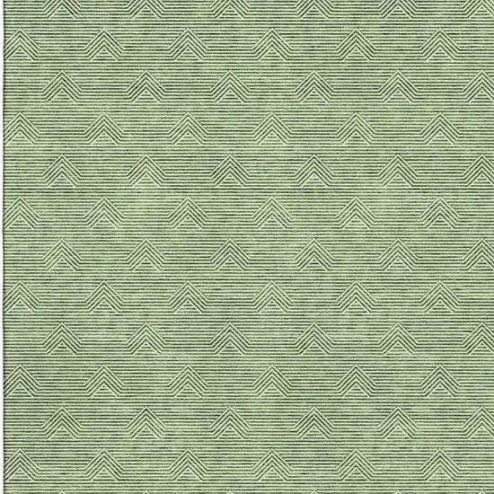 Green And Ivory Abstract Geometric Washable Area Rug With UV Protection Photo 4