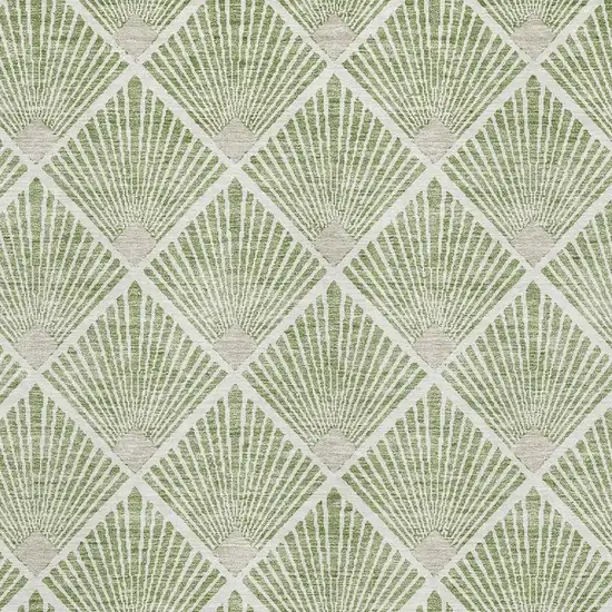 Green And Ivory Abstract Geometric Washable Area Rug With UV Protection Photo 3