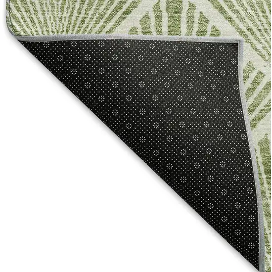 Green And Ivory Abstract Geometric Washable Area Rug With UV Protection Photo 7