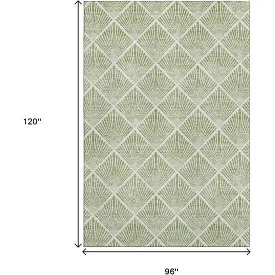 Green And Ivory Abstract Geometric Washable Area Rug With UV Protection Photo 3