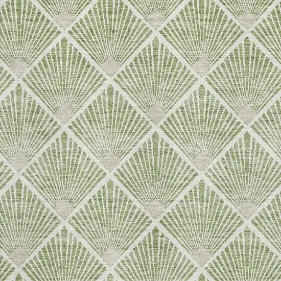 Green And Ivory Abstract Geometric Washable Area Rug With UV Protection Photo 3