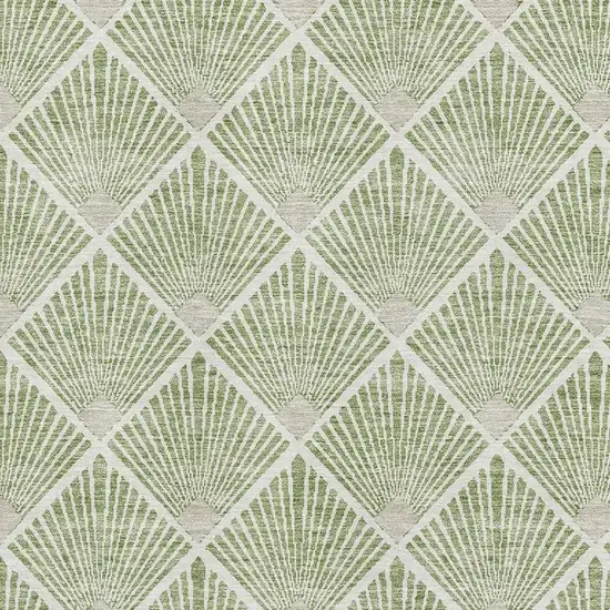 Green And Ivory Abstract Geometric Washable Area Rug With UV Protection Photo 3