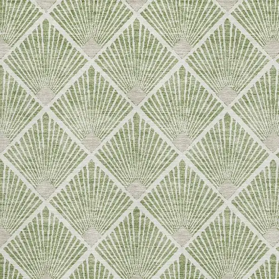 Green And Ivory Abstract Geometric Washable Area Rug With UV Protection Photo 3