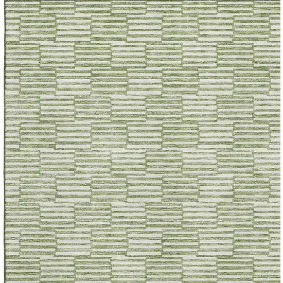 Green And Ivory Abstract Geometric Washable Area Rug With UV Protection Photo 3