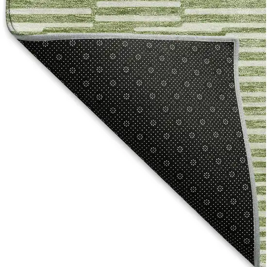 Green And Ivory Abstract Geometric Washable Area Rug With UV Protection Photo 7