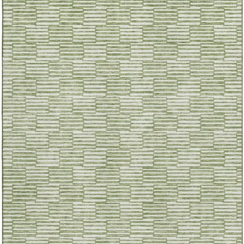 Green And Ivory Abstract Geometric Washable Area Rug With UV Protection Photo 4