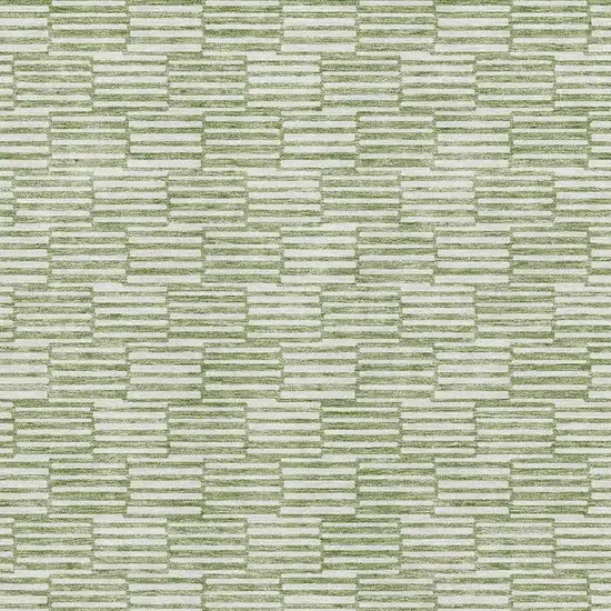 Green And Ivory Abstract Geometric Washable Area Rug With UV Protection Photo 3