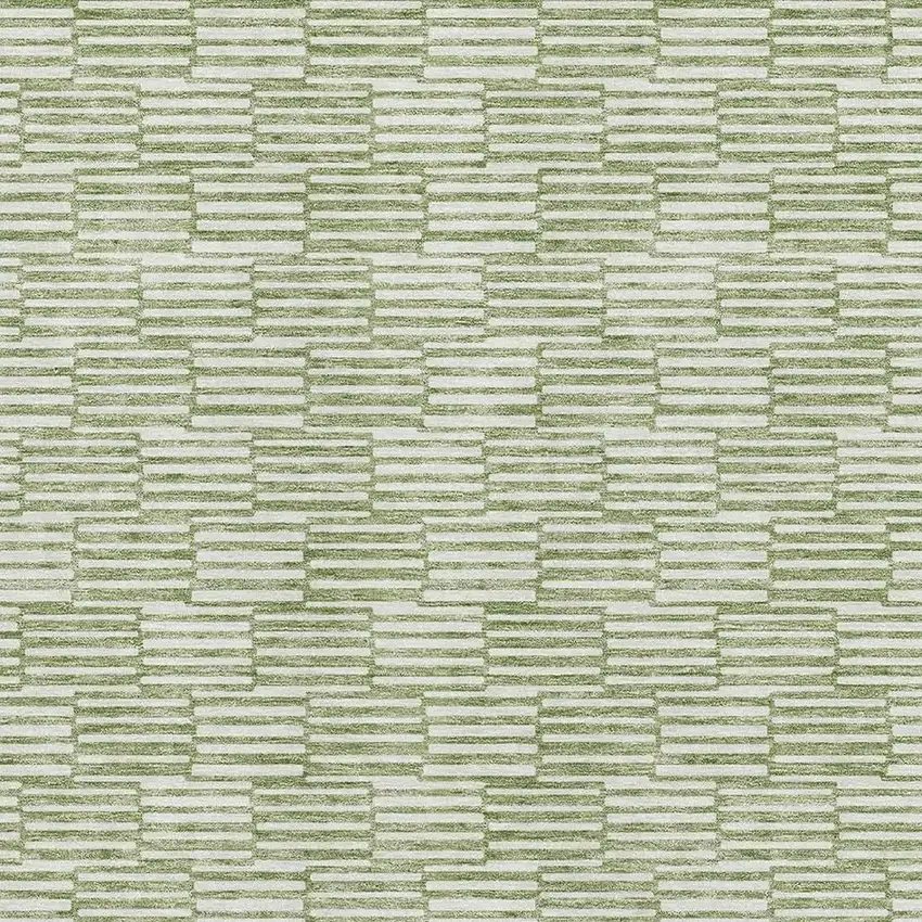 Green And Ivory Abstract Geometric Washable Area Rug With UV Protection Photo 3