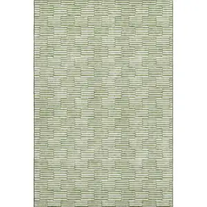 Photo of Green And Ivory Abstract Geometric Washable Area Rug With UV Protection