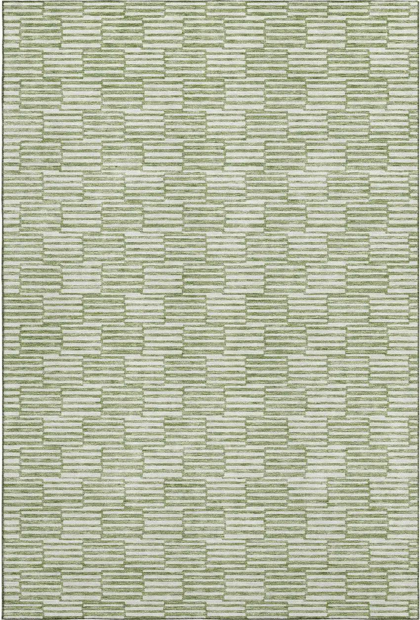Green And Ivory Abstract Geometric Washable Area Rug With UV Protection Photo 1