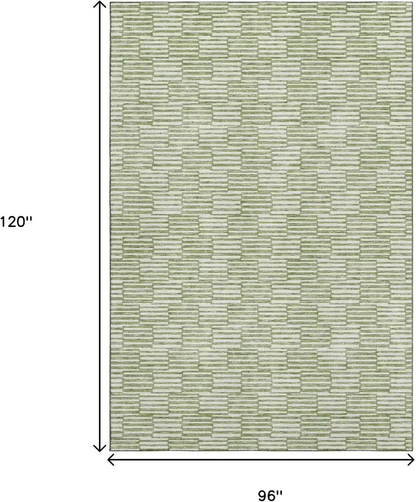 Green And Ivory Abstract Geometric Washable Area Rug With UV Protection Photo 3