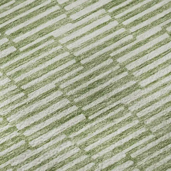 Green And Ivory Abstract Geometric Washable Area Rug With UV Protection Photo 8