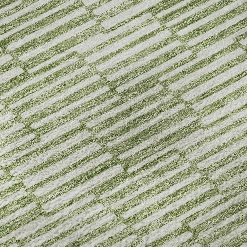 Green And Ivory Abstract Geometric Washable Area Rug With UV Protection Photo 8