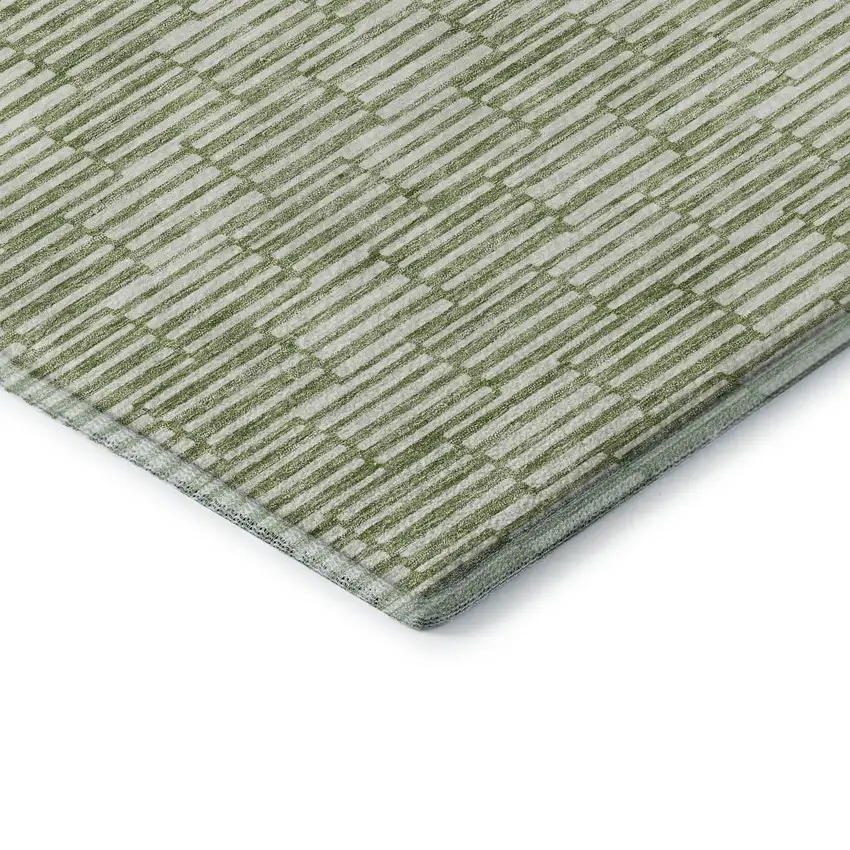 Green And Ivory Abstract Geometric Washable Area Rug With UV Protection Photo 8