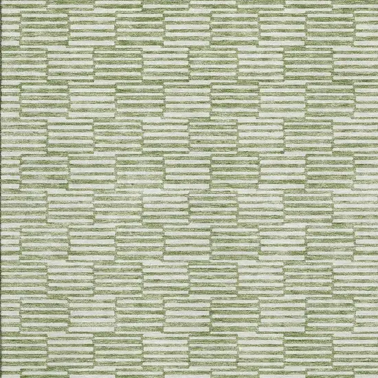 Green And Ivory Abstract Geometric Washable Area Rug With UV Protection Photo 3