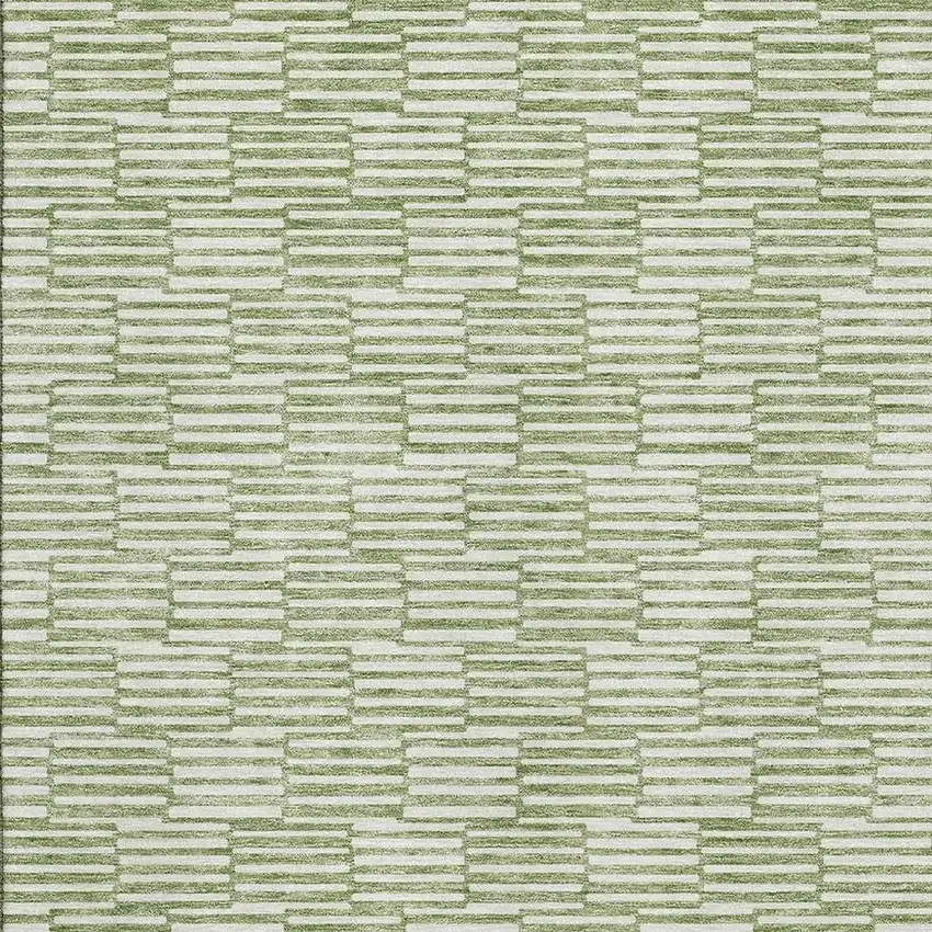 Green And Ivory Abstract Geometric Washable Area Rug With UV Protection Photo 3