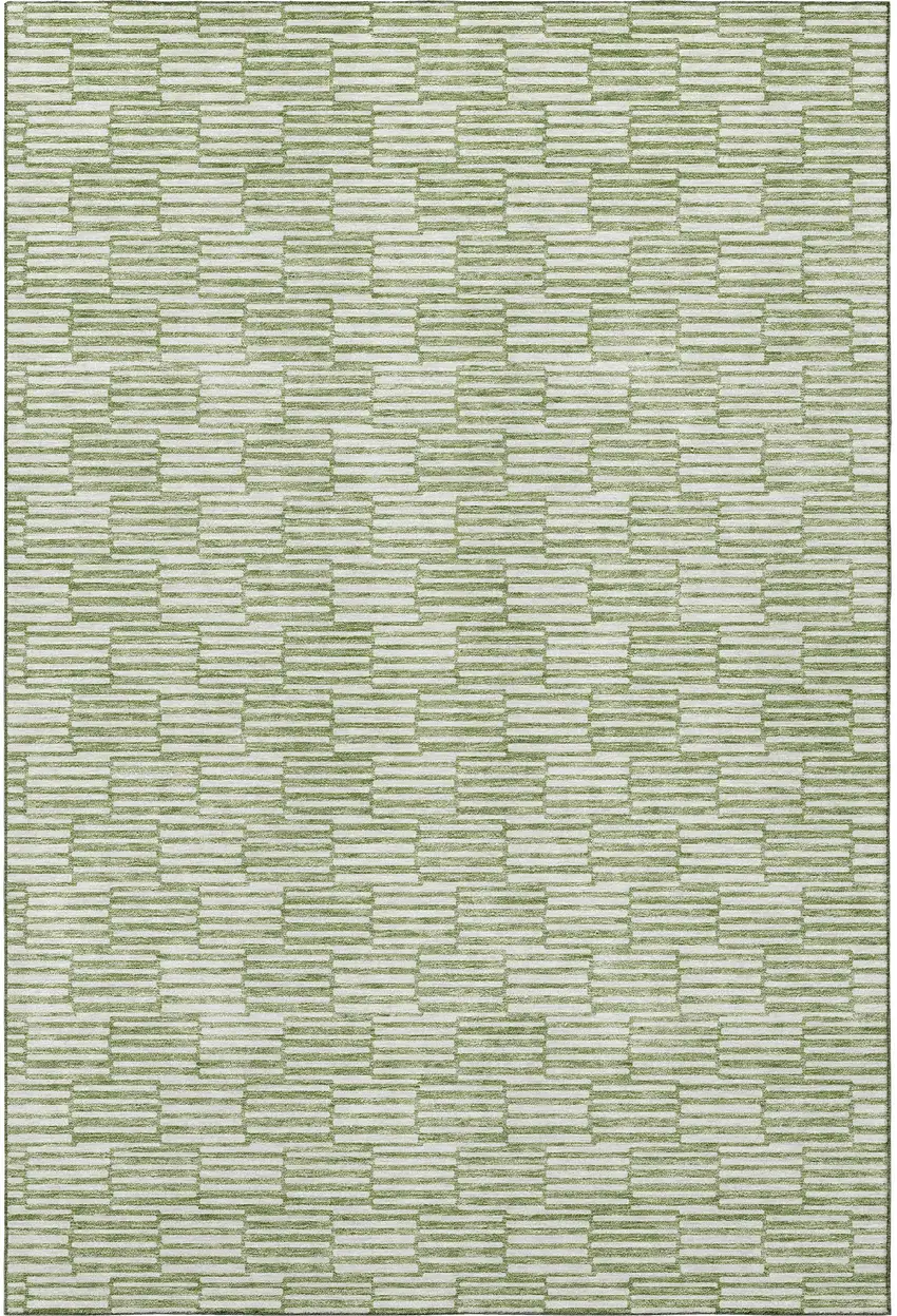Green And Ivory Abstract Geometric Washable Area Rug With UV Protection Photo 4