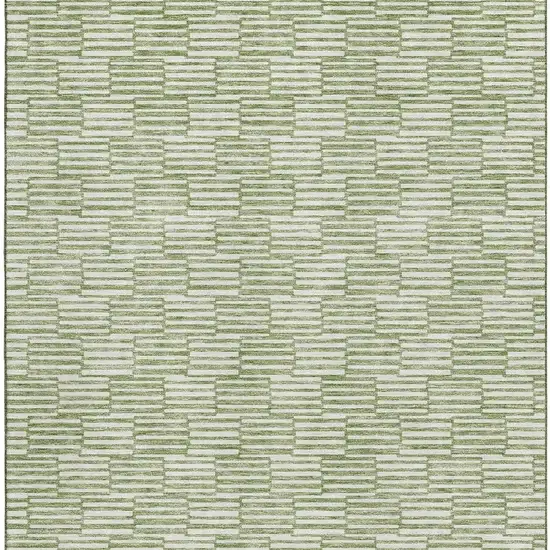 Green And Ivory Abstract Geometric Washable Area Rug With UV Protection Photo 3