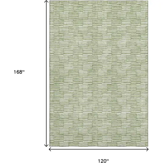Green And Ivory Abstract Geometric Washable Area Rug With UV Protection Photo 3