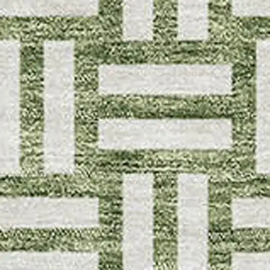 Green And Ivory Abstract Geometric Washable Area Rug With UV Protection Photo 2