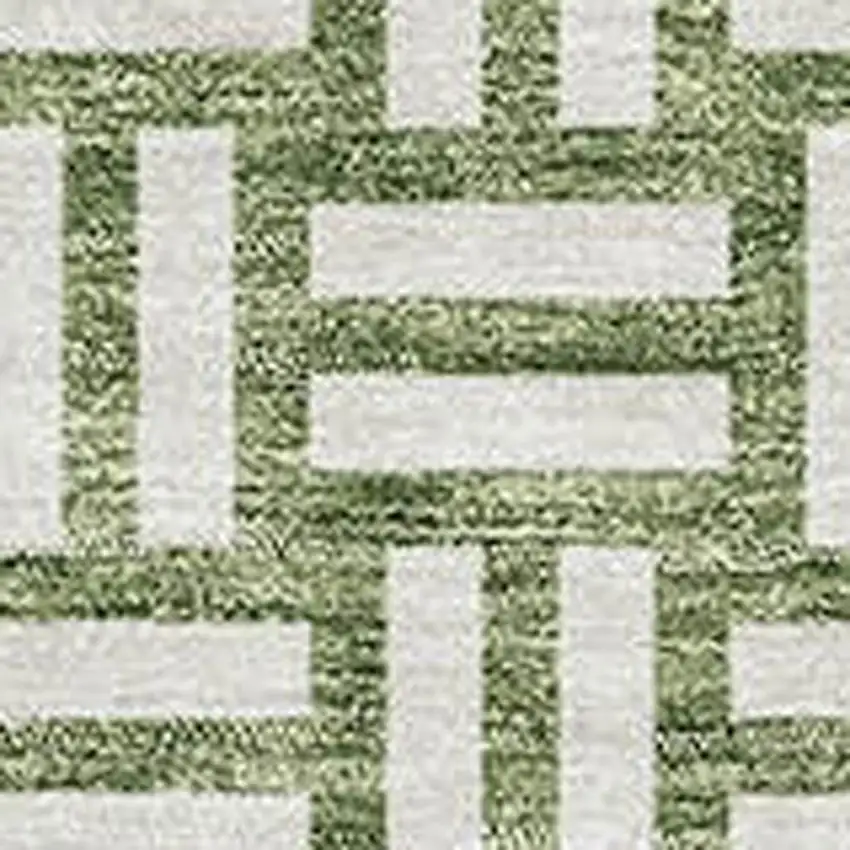Green And Ivory Abstract Geometric Washable Area Rug With UV Protection Photo 2