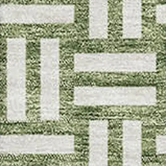Green And Ivory Abstract Geometric Washable Area Rug With UV Protection Photo 2