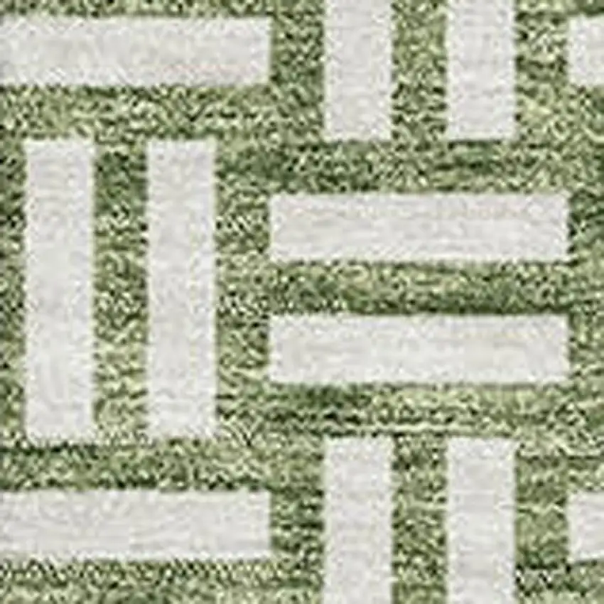 Green And Ivory Abstract Geometric Washable Area Rug With UV Protection Photo 2