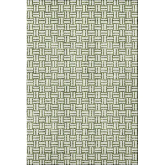Green And Ivory Abstract Geometric Washable Area Rug With UV Protection Photo 3