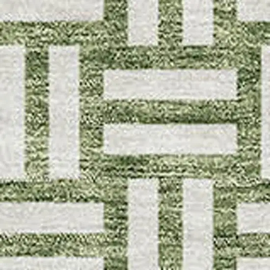 Green And Ivory Abstract Geometric Washable Area Rug With UV Protection Photo 2