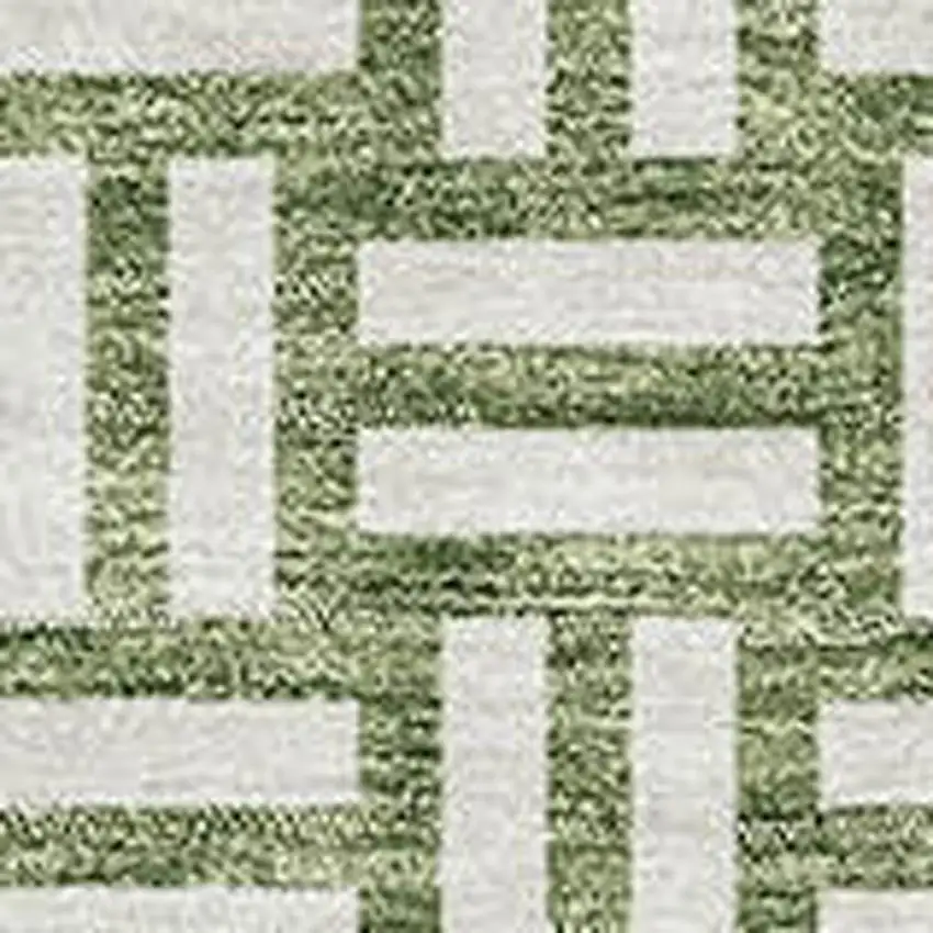 Green And Ivory Abstract Geometric Washable Area Rug With UV Protection Photo 2