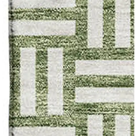 Green And Ivory Abstract Geometric Washable Area Rug With UV Protection Photo 2