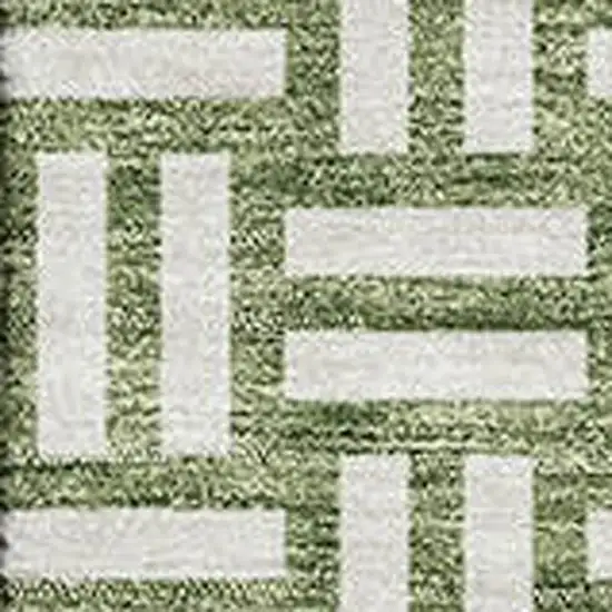 Green And Ivory Abstract Geometric Washable Area Rug With UV Protection Photo 2
