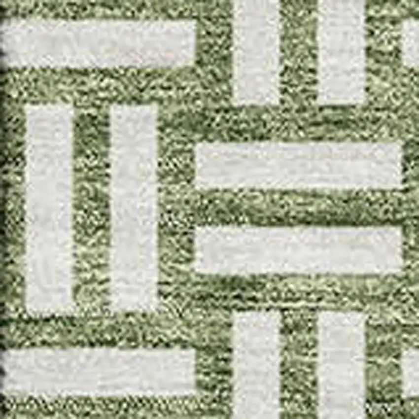Green And Ivory Abstract Geometric Washable Area Rug With UV Protection Photo 2