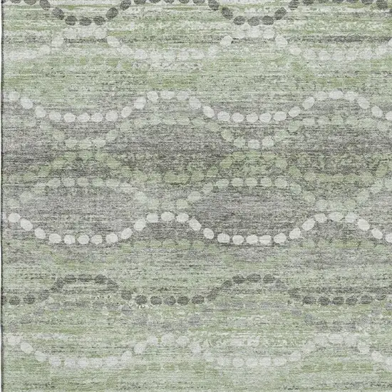 Green And Ivory Abstract Geometric Washable Area Rug With UV Protection Photo 3
