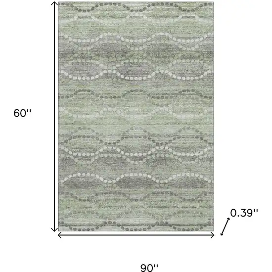 Green And Ivory Abstract Geometric Washable Area Rug With UV Protection Photo 9