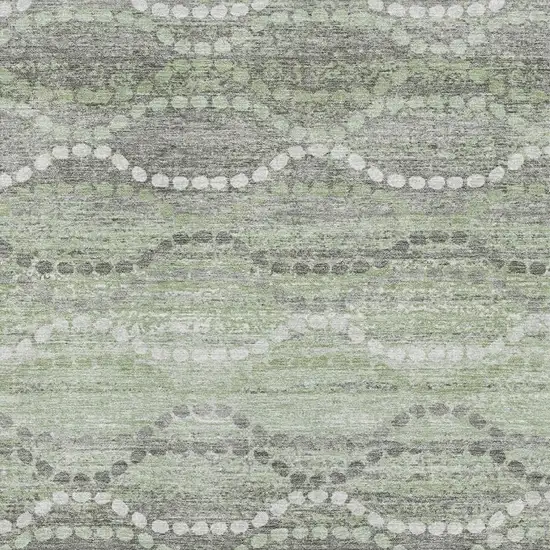 Green And Ivory Abstract Geometric Washable Area Rug With UV Protection Photo 3