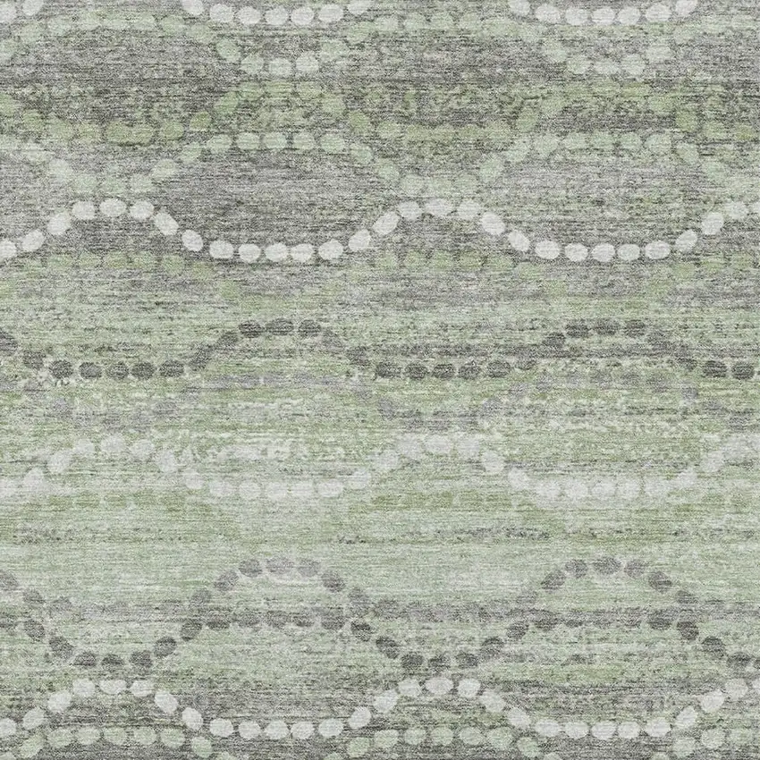 Green And Ivory Abstract Geometric Washable Area Rug With UV Protection Photo 3