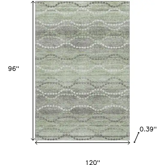 Green And Ivory Abstract Geometric Washable Area Rug With UV Protection Photo 9