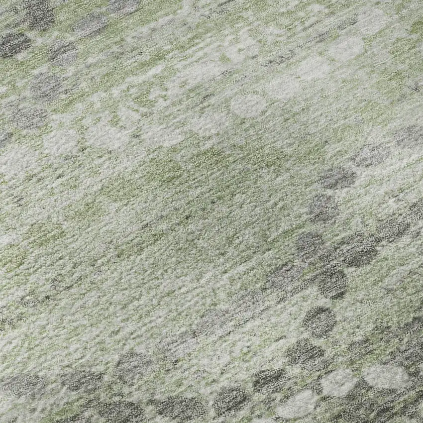Green And Ivory Abstract Geometric Washable Area Rug With UV Protection Photo 8