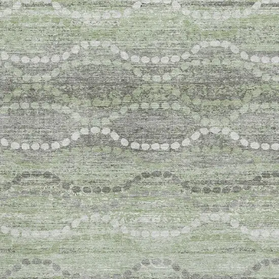 Green And Ivory Abstract Geometric Washable Area Rug With UV Protection Photo 3