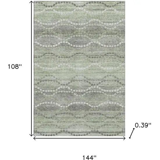 Green And Ivory Abstract Geometric Washable Area Rug With UV Protection Photo 9