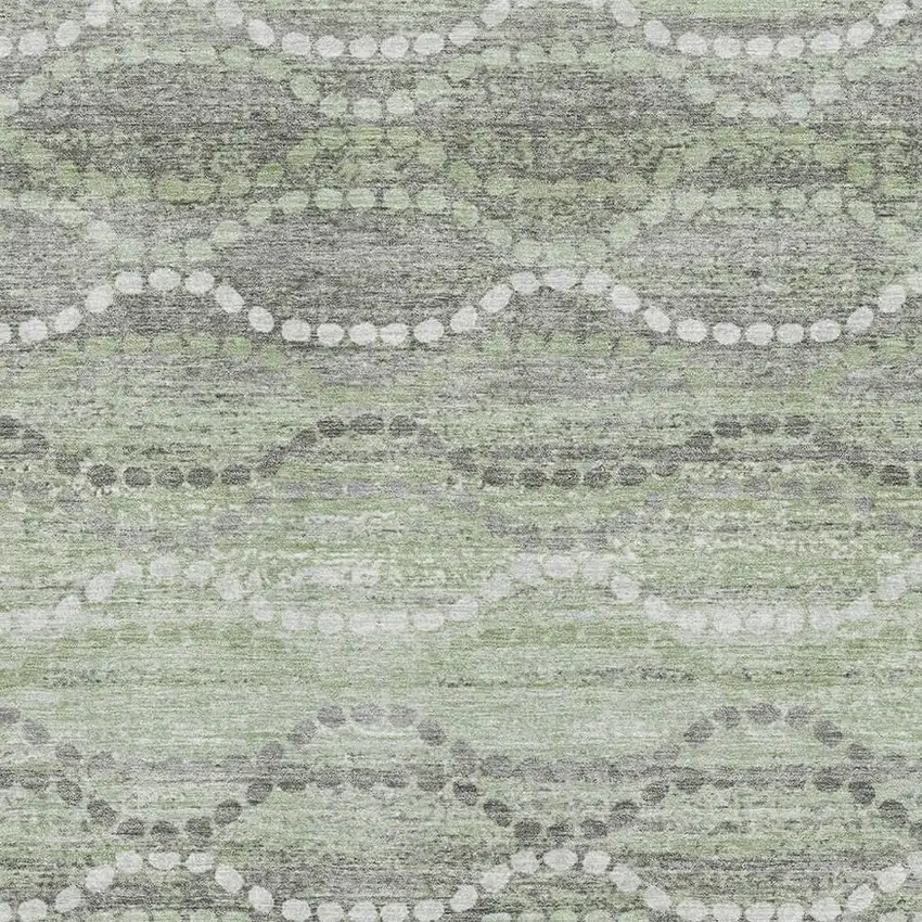 Green And Ivory Abstract Geometric Washable Area Rug With UV Protection Photo 3