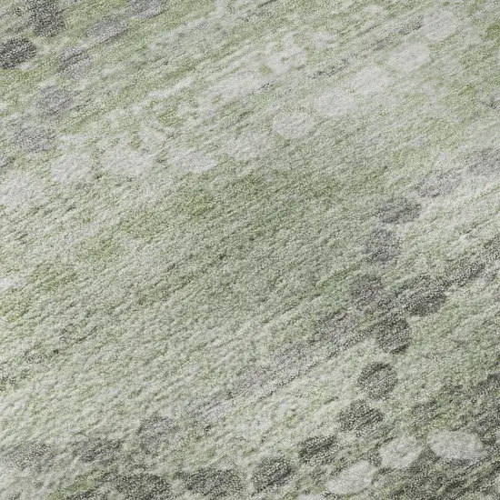 Green And Ivory Abstract Geometric Washable Area Rug With UV Protection Photo 8