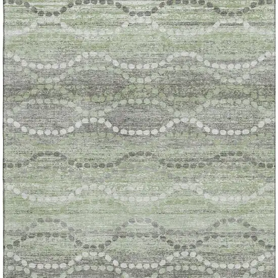 Green And Ivory Abstract Geometric Washable Area Rug With UV Protection Photo 4