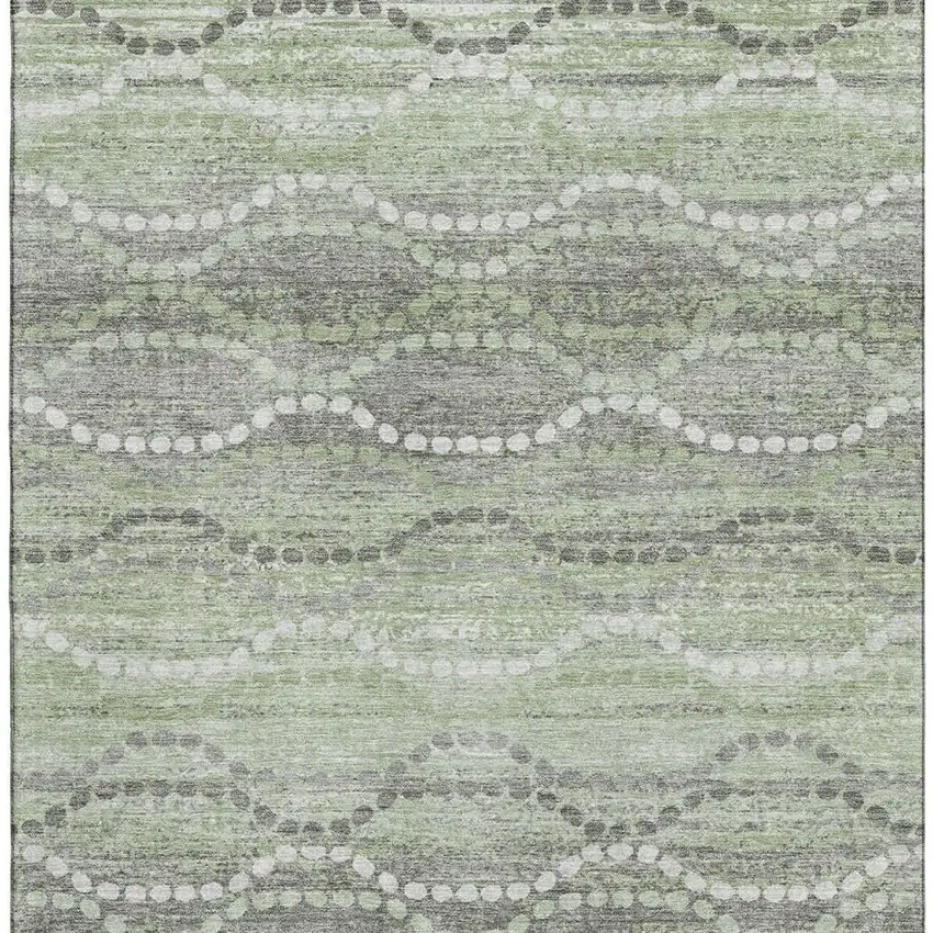 Green And Ivory Abstract Geometric Washable Area Rug With UV Protection Photo 4