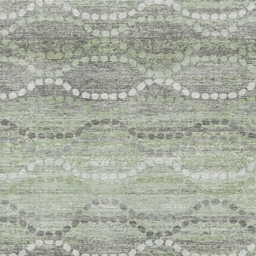 Green And Ivory Abstract Geometric Washable Area Rug With UV Protection Photo 3